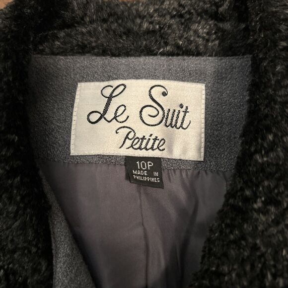 Vintage Le Suit Womens Sz 10P Jacket Gray Blazer Single Breasted Polyester Wool - Picture 4 of 8